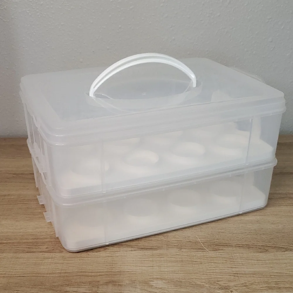 Clear Plastic 2-Tier Snapware Cupcake Cake Dessert Carrier Storage Container